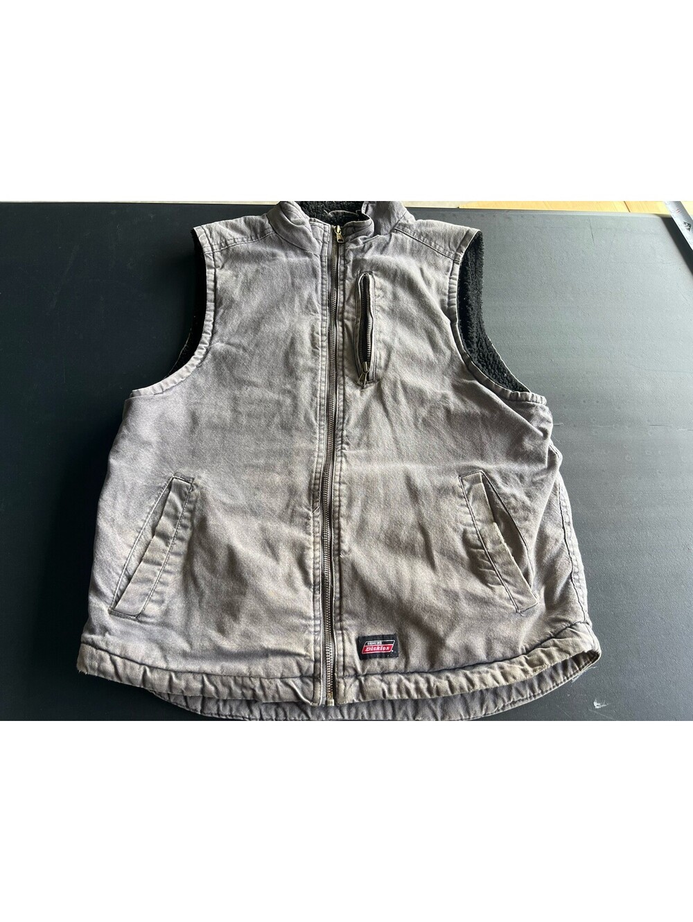 Dickies Vest Mens M Gray Sherpa Lined Full Zip Fleece Sleeveless (Preowned Wear)
